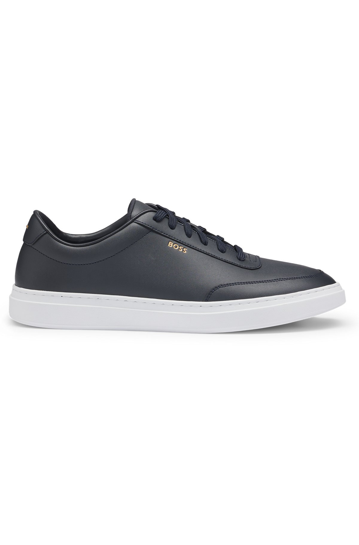 COATED-LEATHER TRAINERS WITH GOLD-TONE LOGO - 1