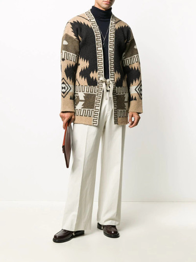 Alanui wool patterned cardigan kimono with front tie outlook