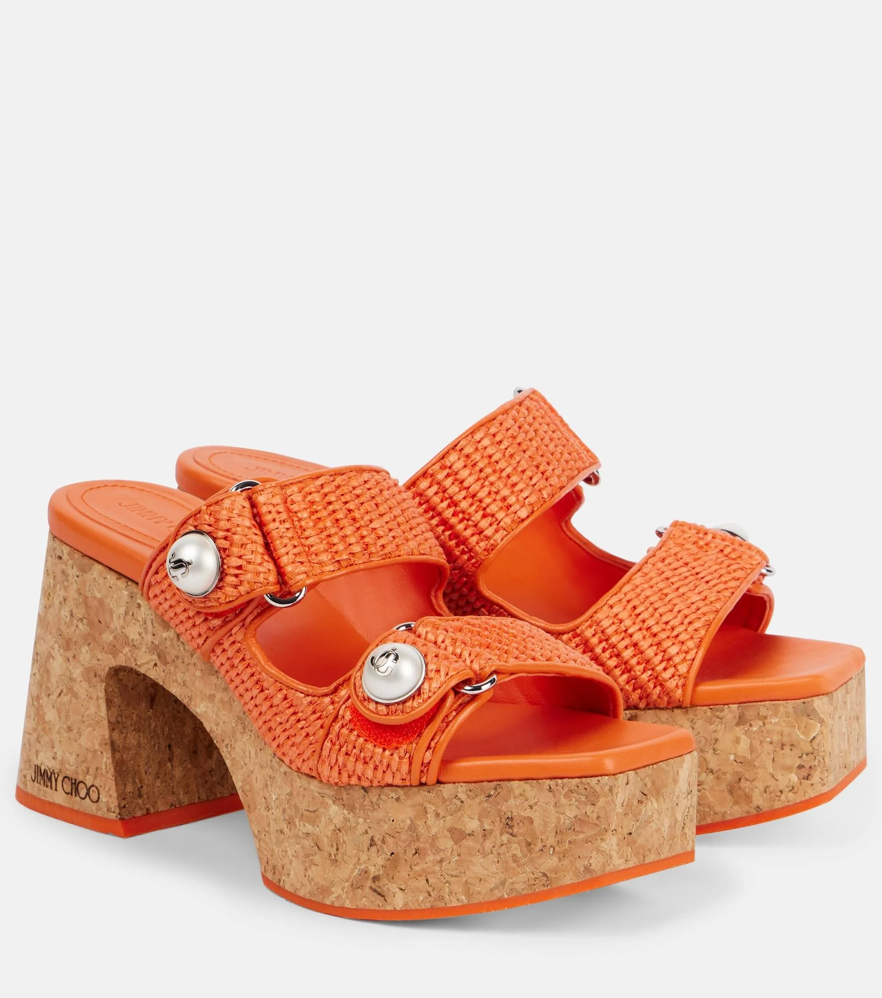 Fayence 95 raffia platform mules - 1