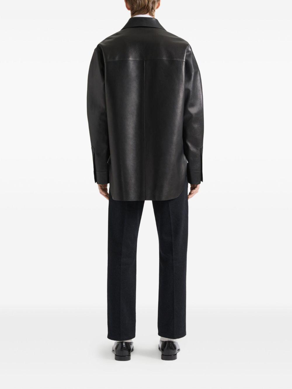 leather shirt jacket - 3