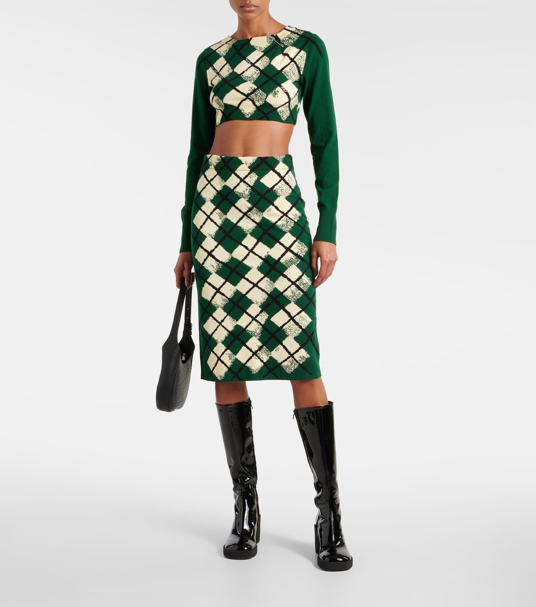 Checked cotton midi skirt - 2