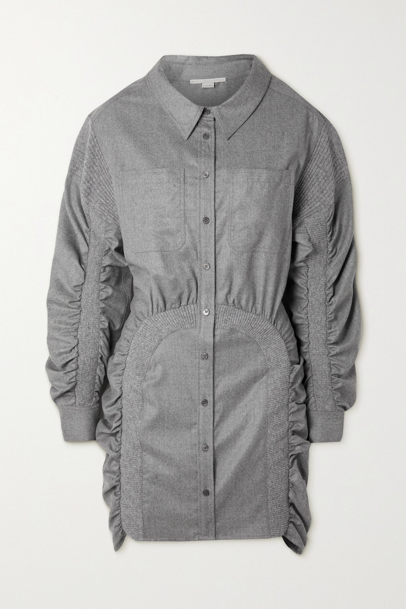 Wren ruched wool mini shirt dress 1
