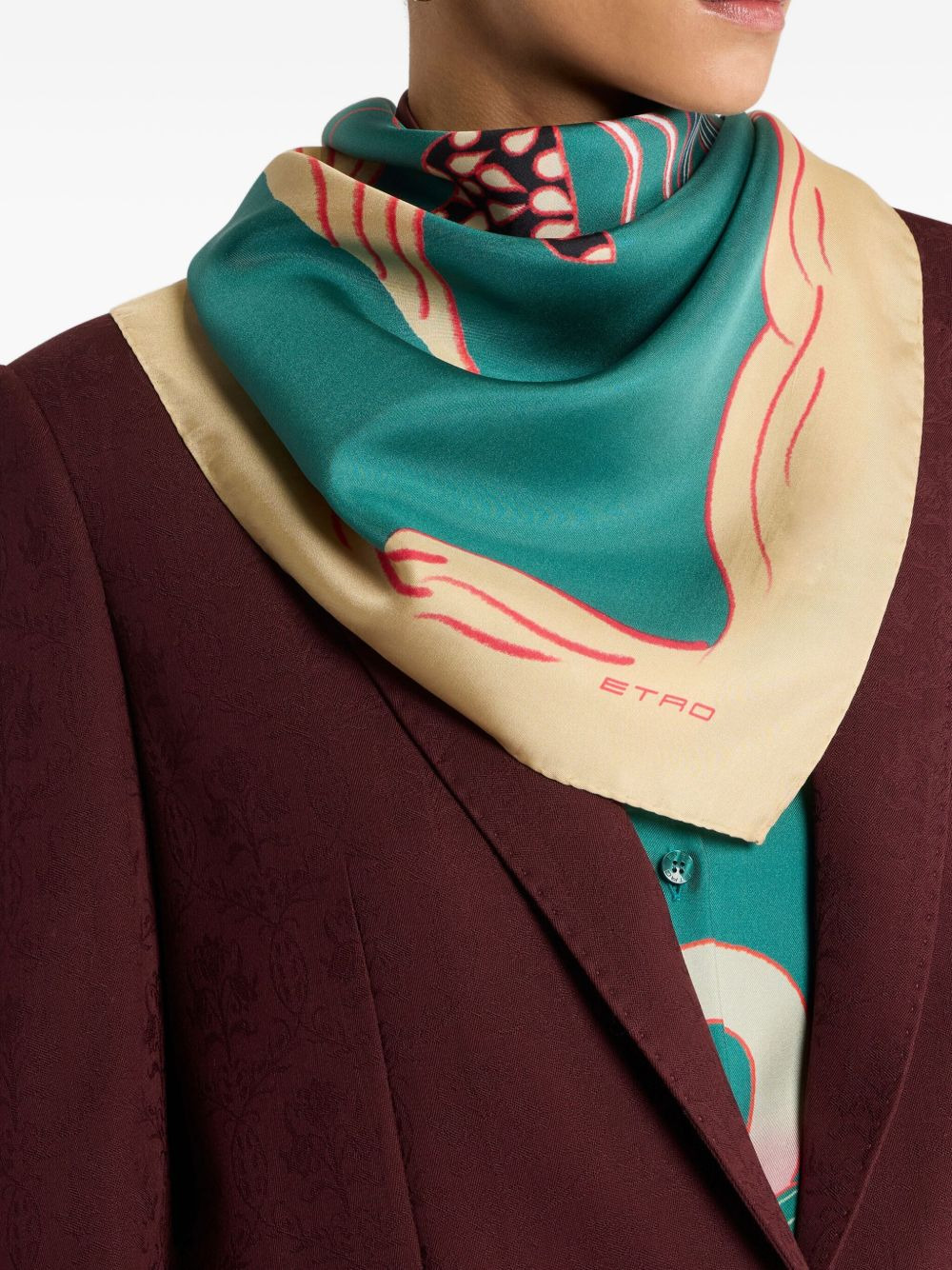 placed-motif silk scarf - 3