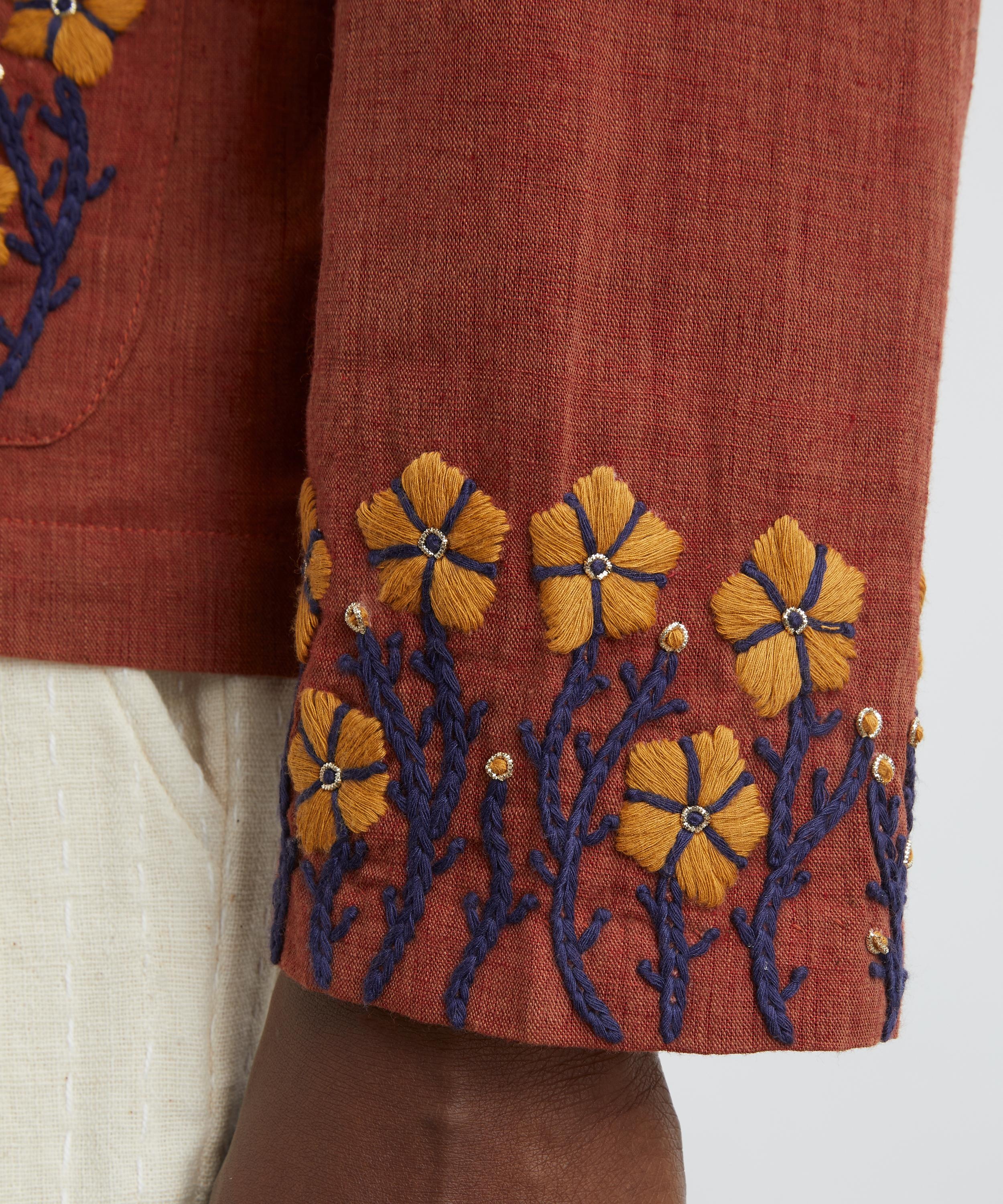 Floral Embroidered Cotton Shirt - 5