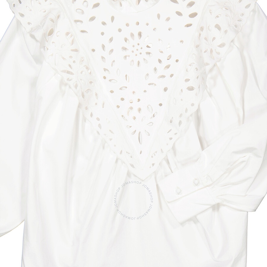 Chloe Ladies White Cotton Poplin High-Neck Shirt - 7