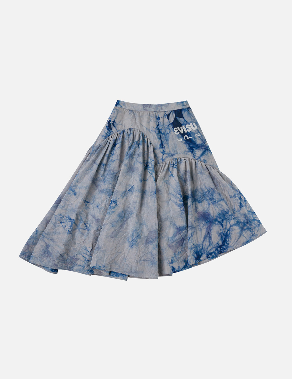 Tie-dye Seagull-inspired Asymmetrical Ruffles Oversized Midi Skirt - 3