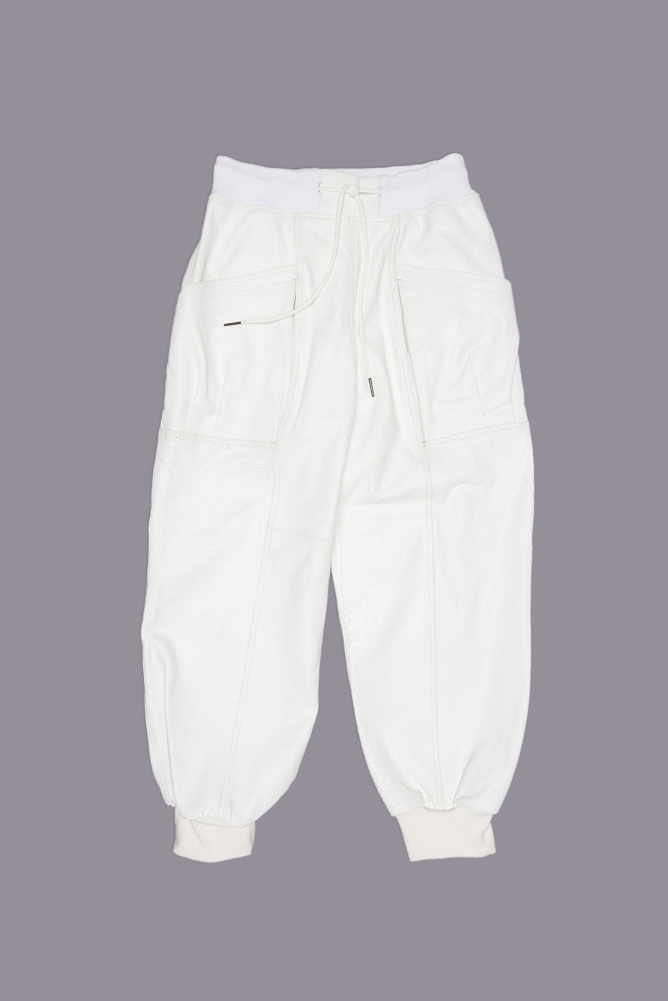 PLEATED POCKET STRAIGHT LEG LEATHER PANT - CRACKLE WHITE - R13 - 3