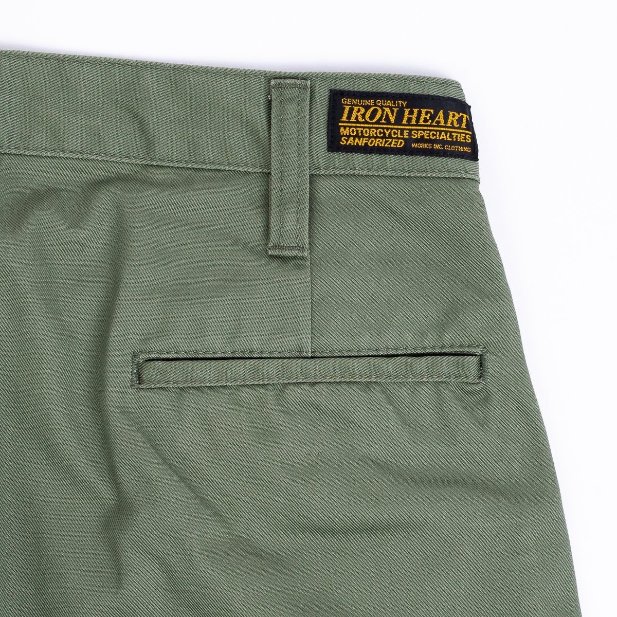 IH-721-OLV 9oz Mercerised Selvedge Cotton Slim Tapered Chinos - Olive - 6
