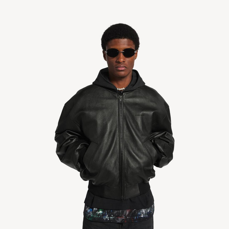 Men's Patched Hooded Jacket in Black 5
