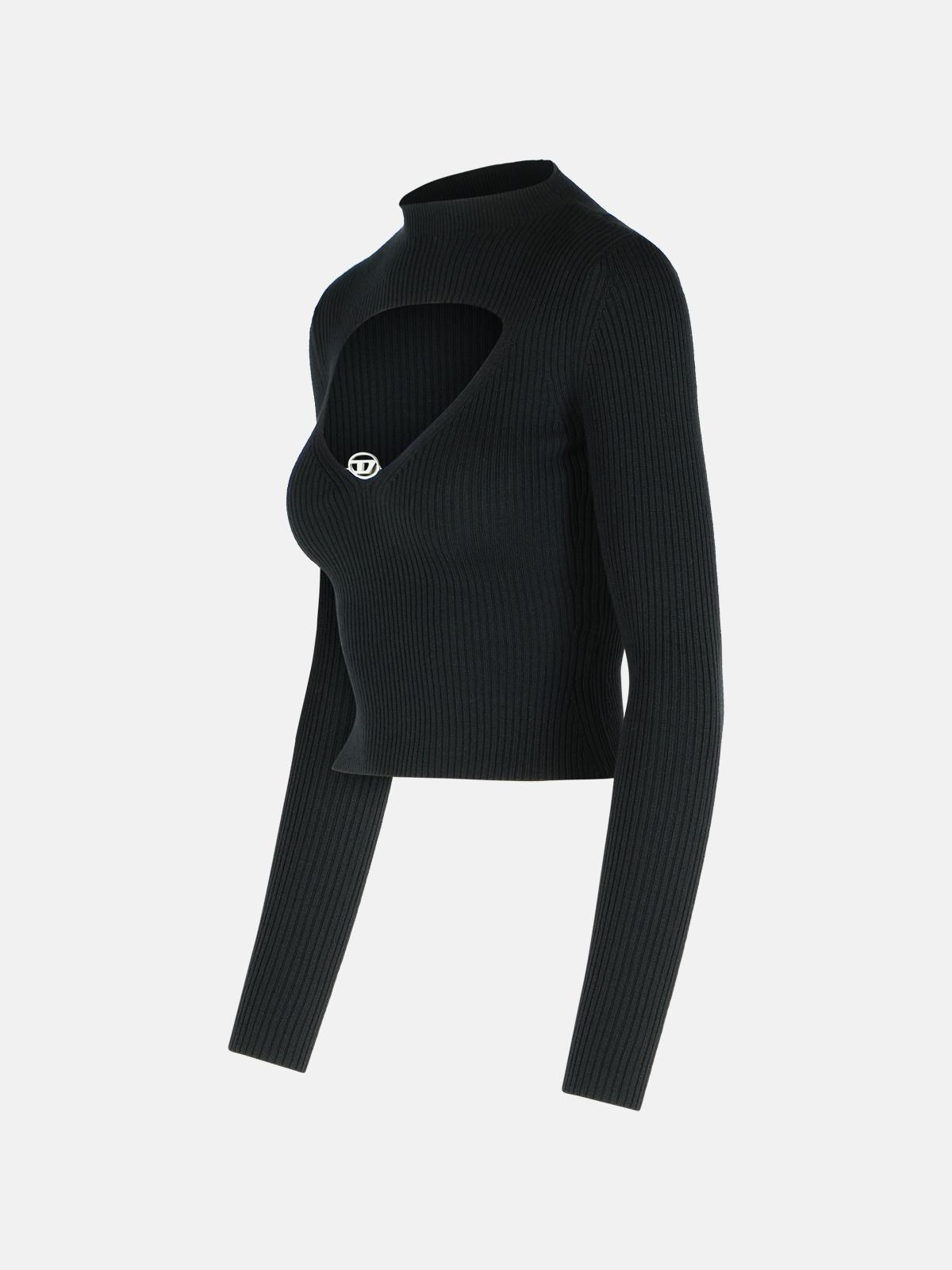 'OLINA' BLACK WOOL SWEATER - 2