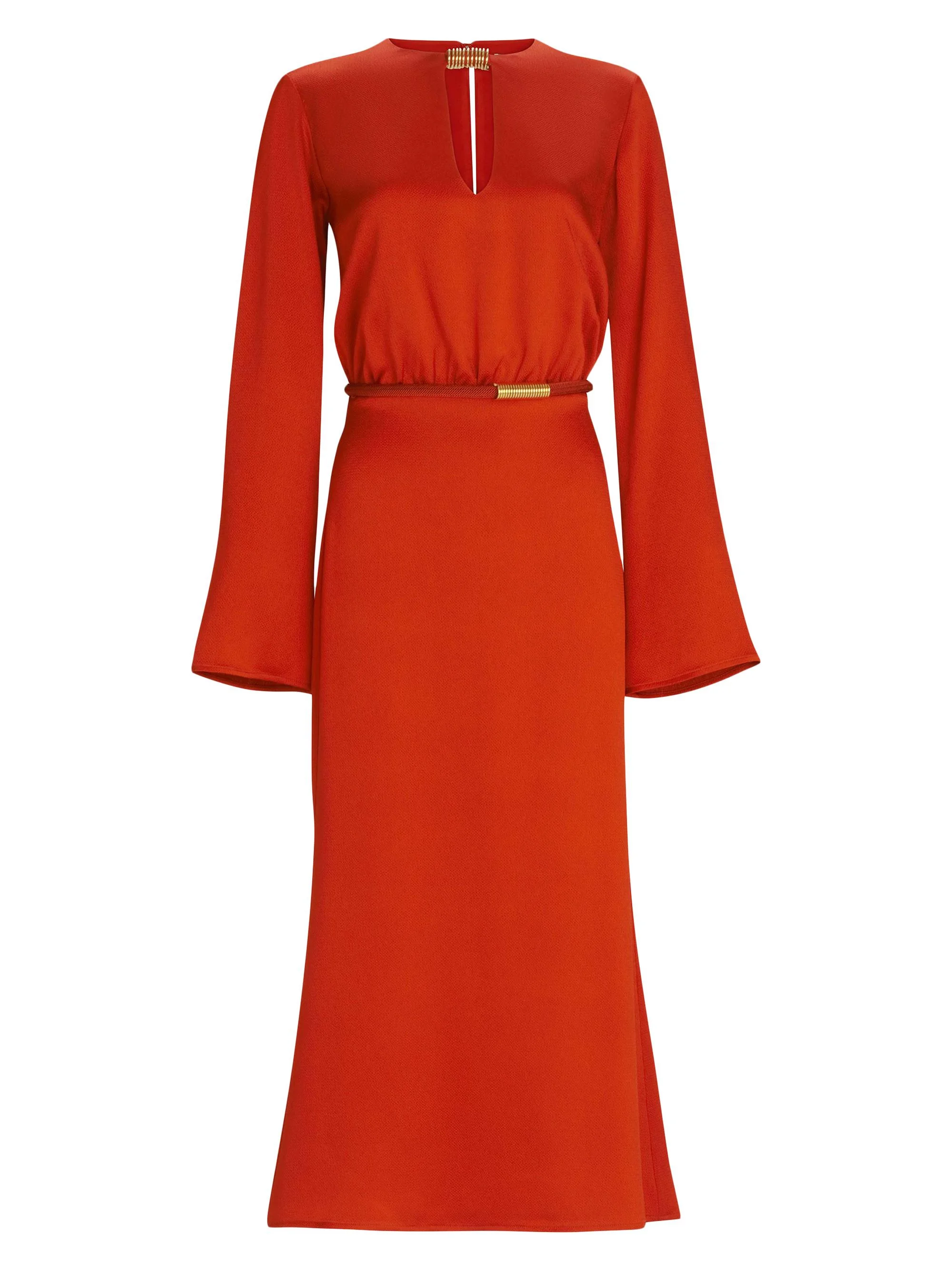Women's Pesaro Cut-Out Satin Midi-Dress - Terracotta - 1