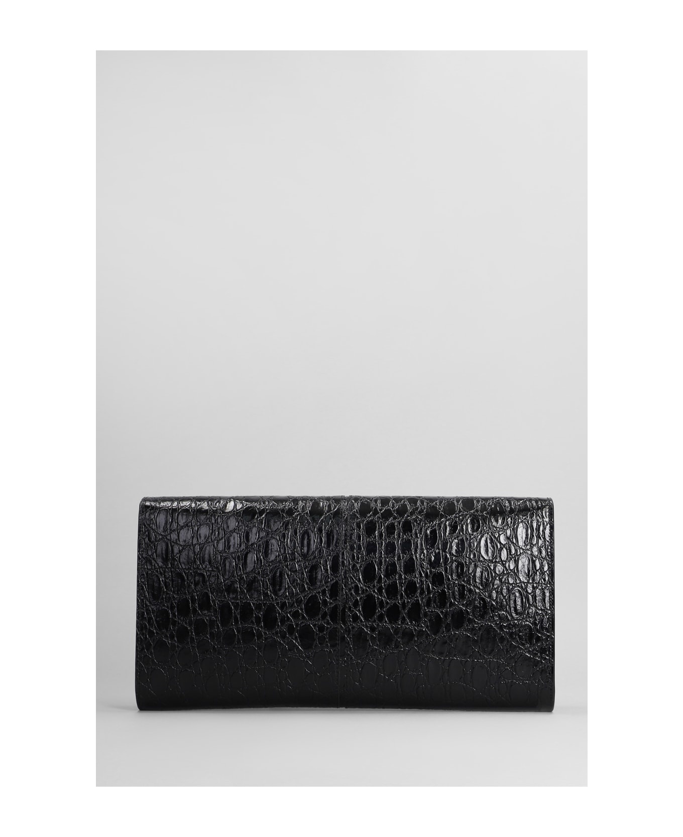 Montserrat Crocco Clutch In Black Leather - 3