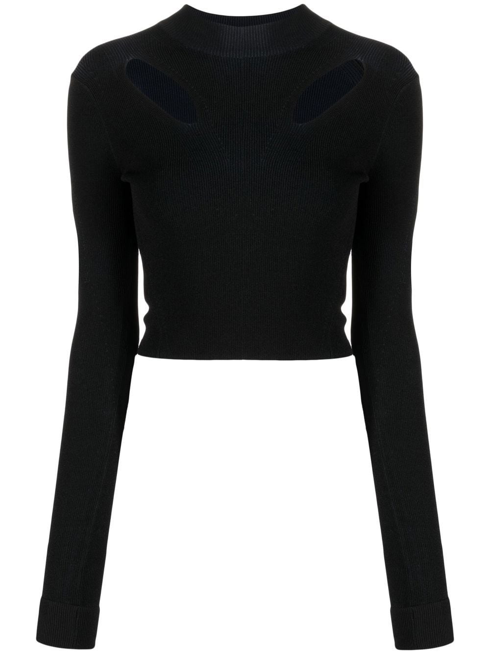 cut out-detail cropped knitted top - 1