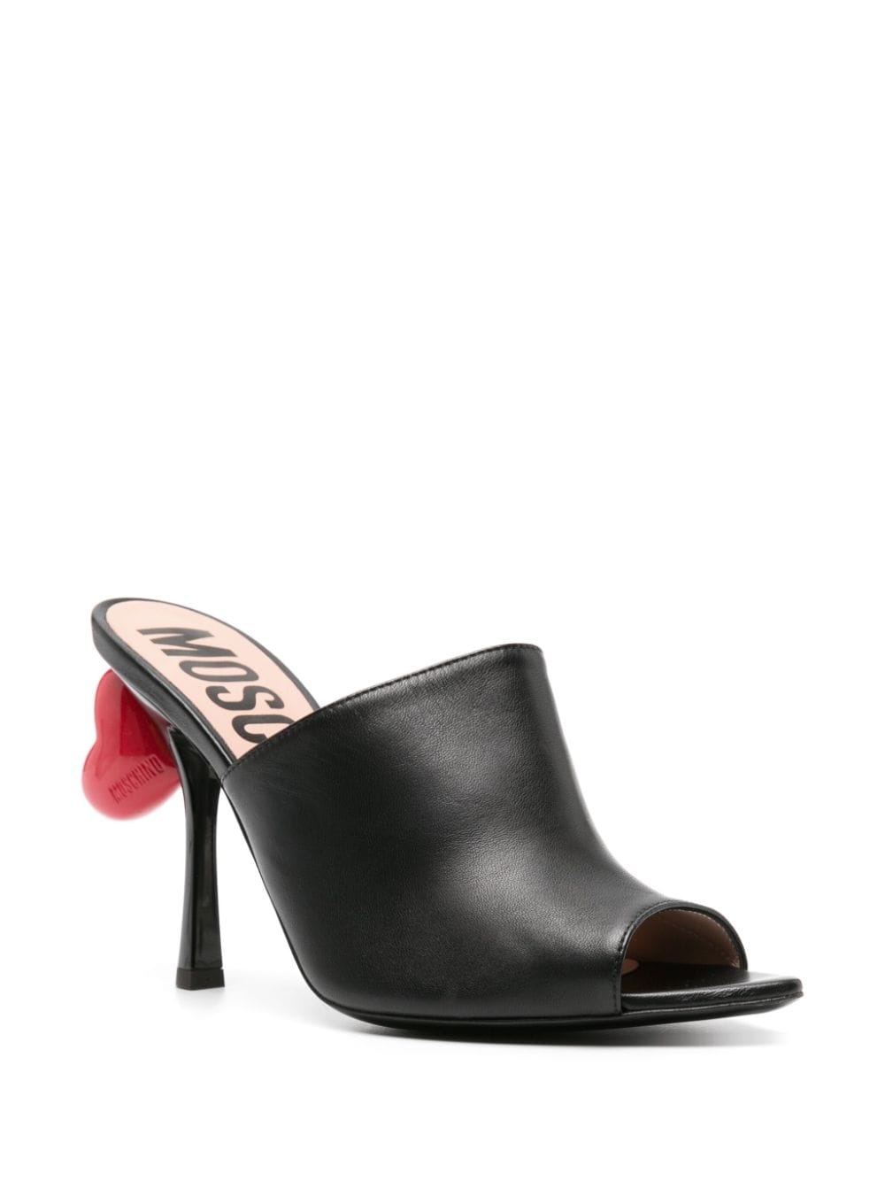 100mm heart-detail leather mules - 2