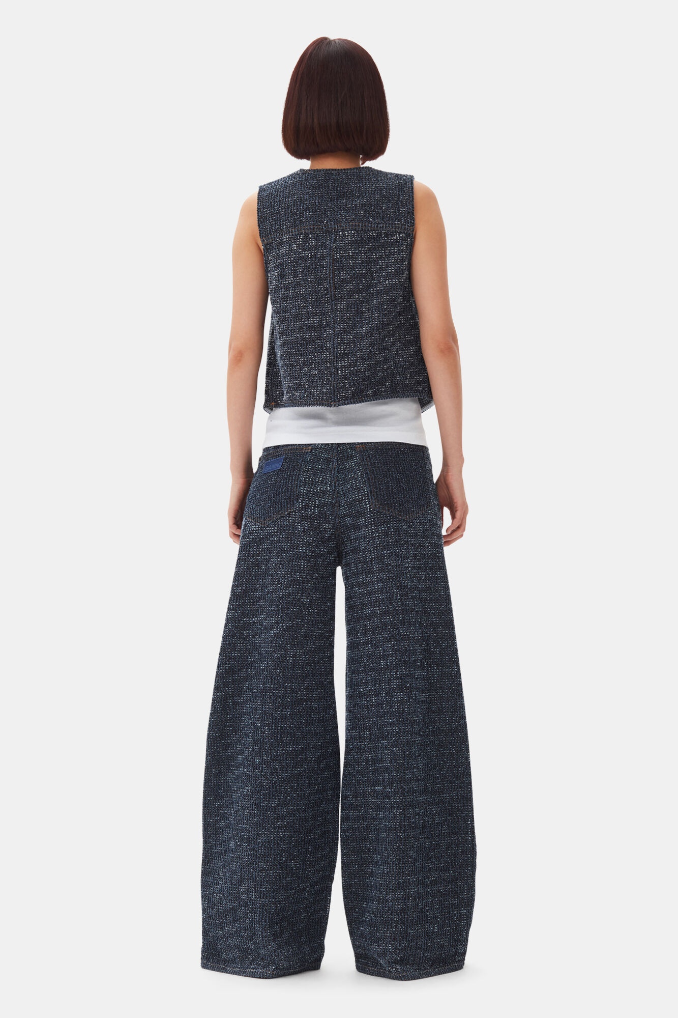DARK BLUE FLUFFY DENIM VEST - 5