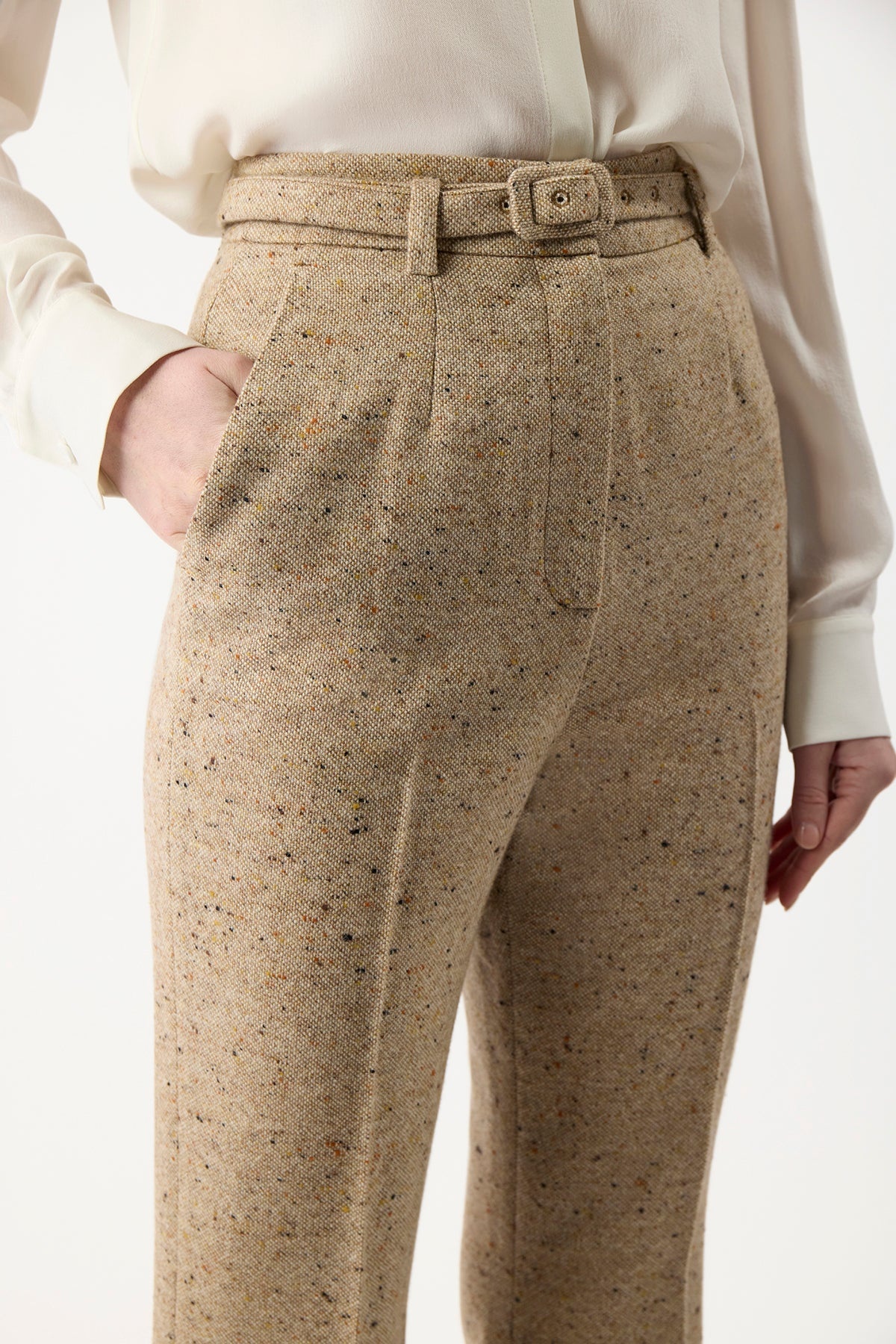 Josh Pant in Oatmeal Multi Wool Cashmere - 5