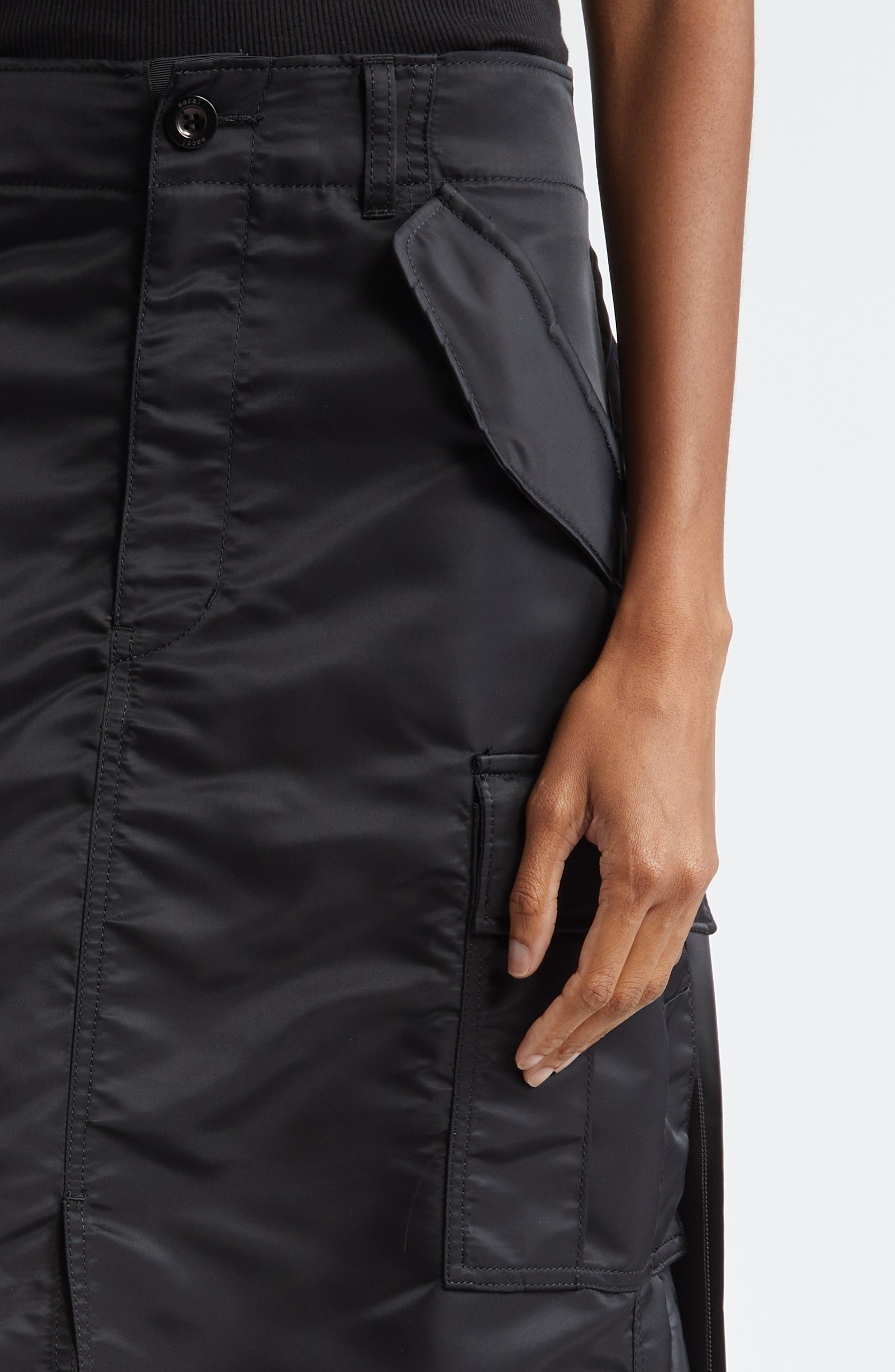 Insulated Nylon Twill Midi Cargo Skirt - 5