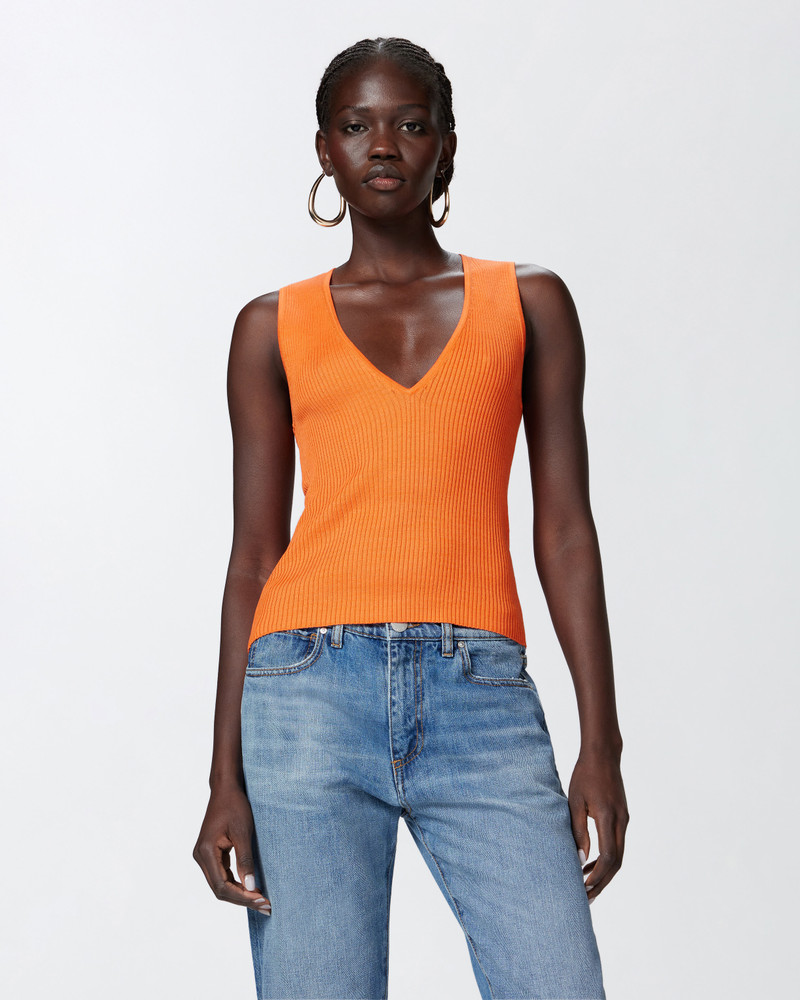 PINKO RIBBED SILK BLEND SLEEVELESS TOP outlook