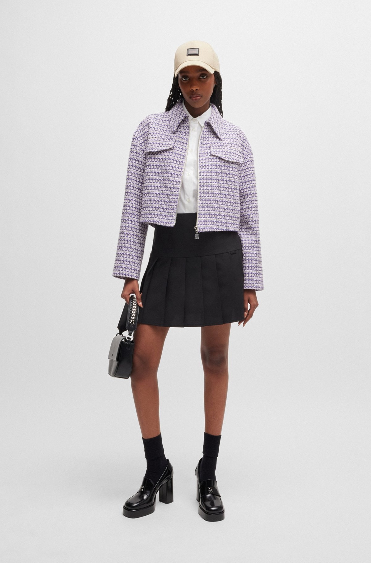RELAXED-FIT CROPPED JACKET IN A BOUCLÉ COTTON BLEND - 3