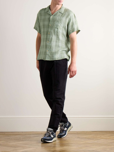 Oliver Spencer Havan Camp-Collar Checked Linen Shirt outlook