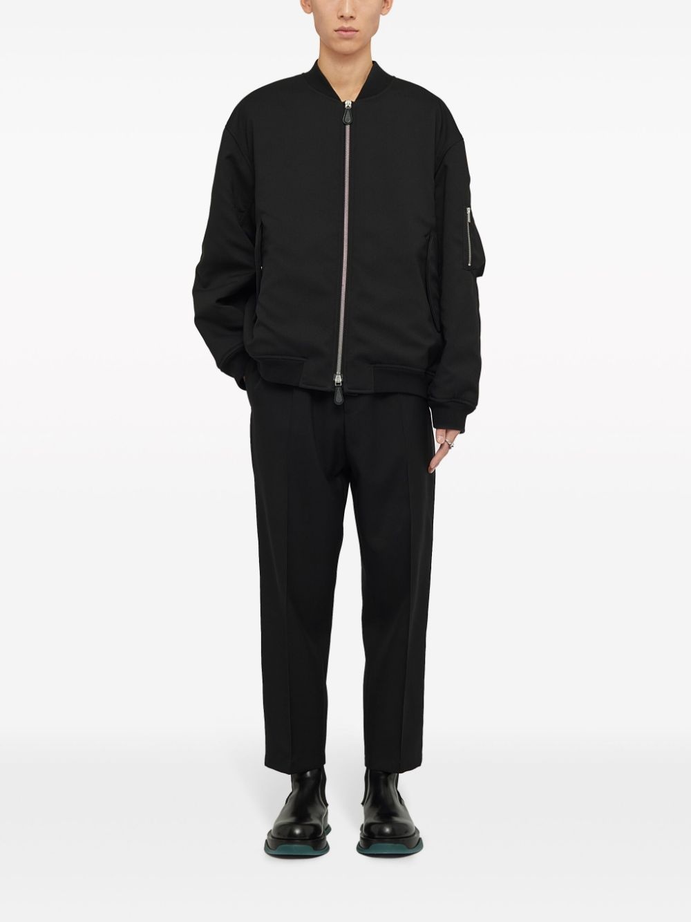 elasticated-waistband wool trousers - 2
