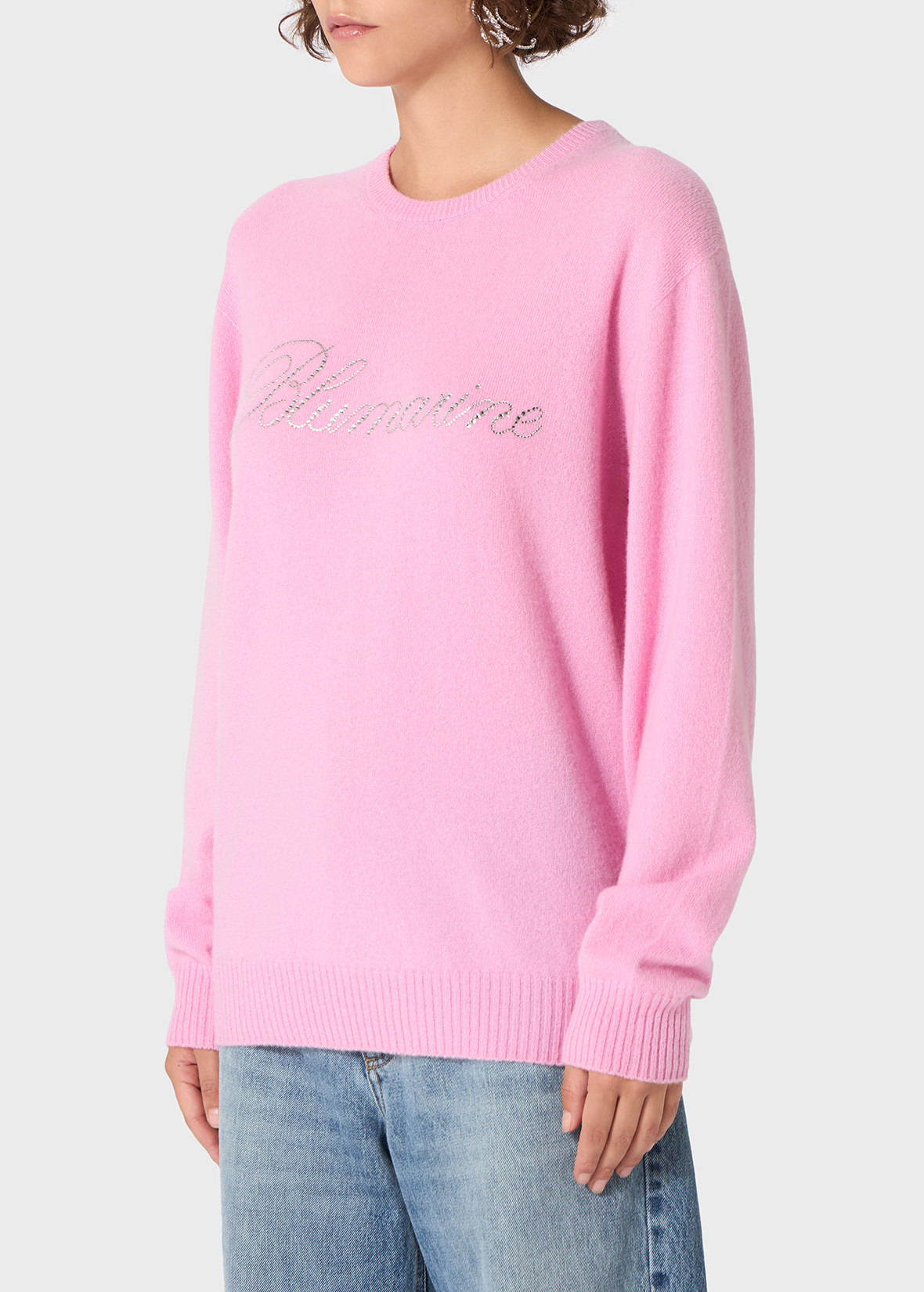 CASHMERE SWEATER WITH BLUMARINE RHINESTONE LOGO - 5