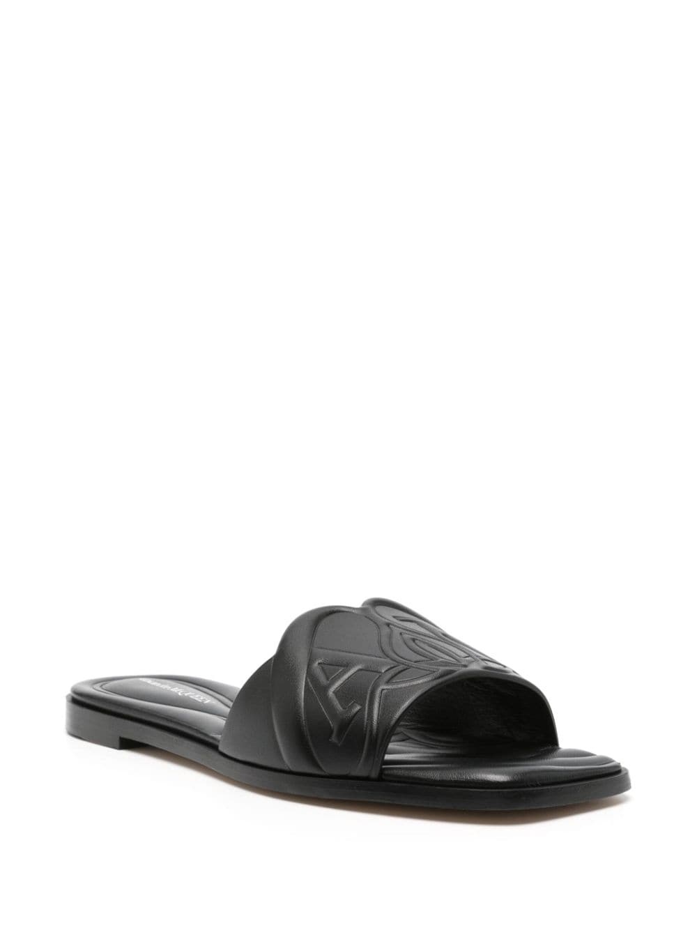 logo-embossed leather sandals - 2