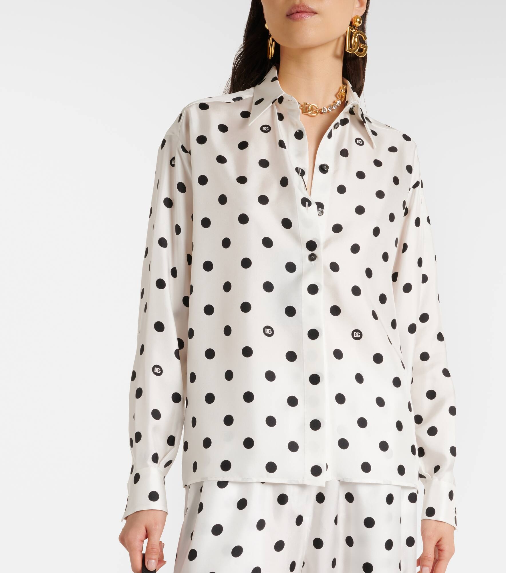 Polka-dot silk twill shirt - 6