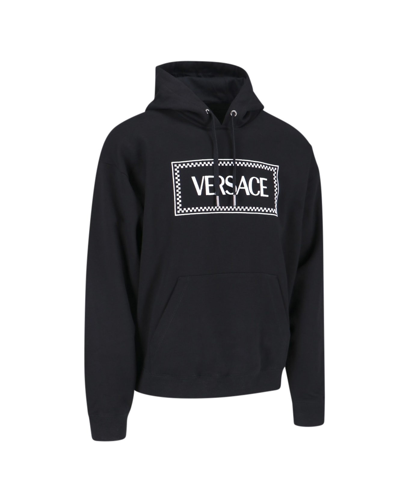 Black Hoodie With Contrasting Logo Lettering Print In Cotton Man - 2