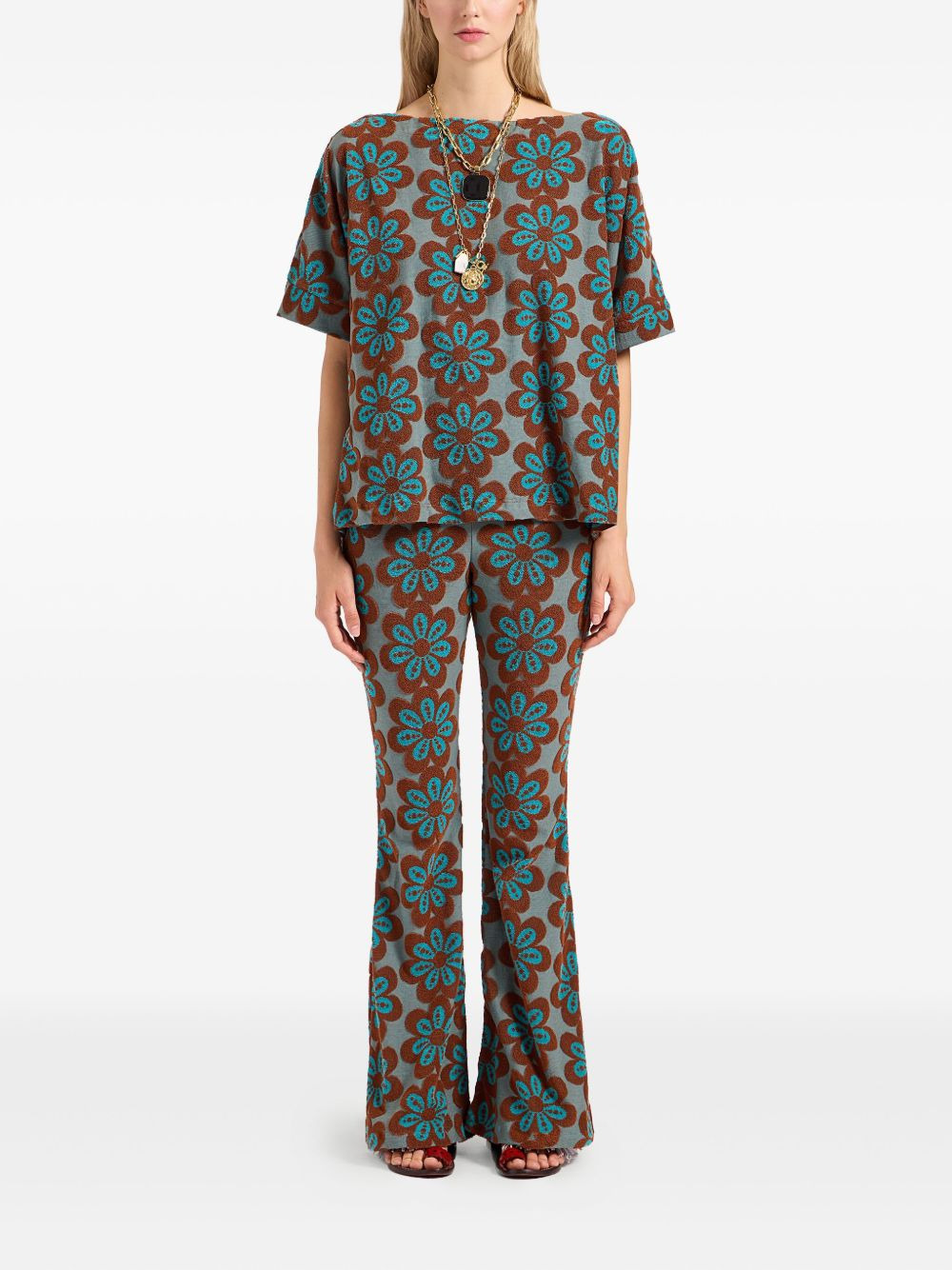New Meditation flower-print flared trousers - 2