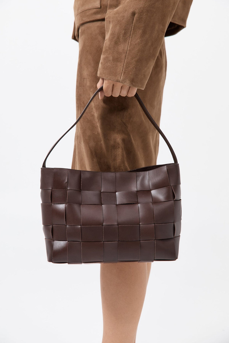 ST. AGNI Woven Mini Tote - Chocolate outlook