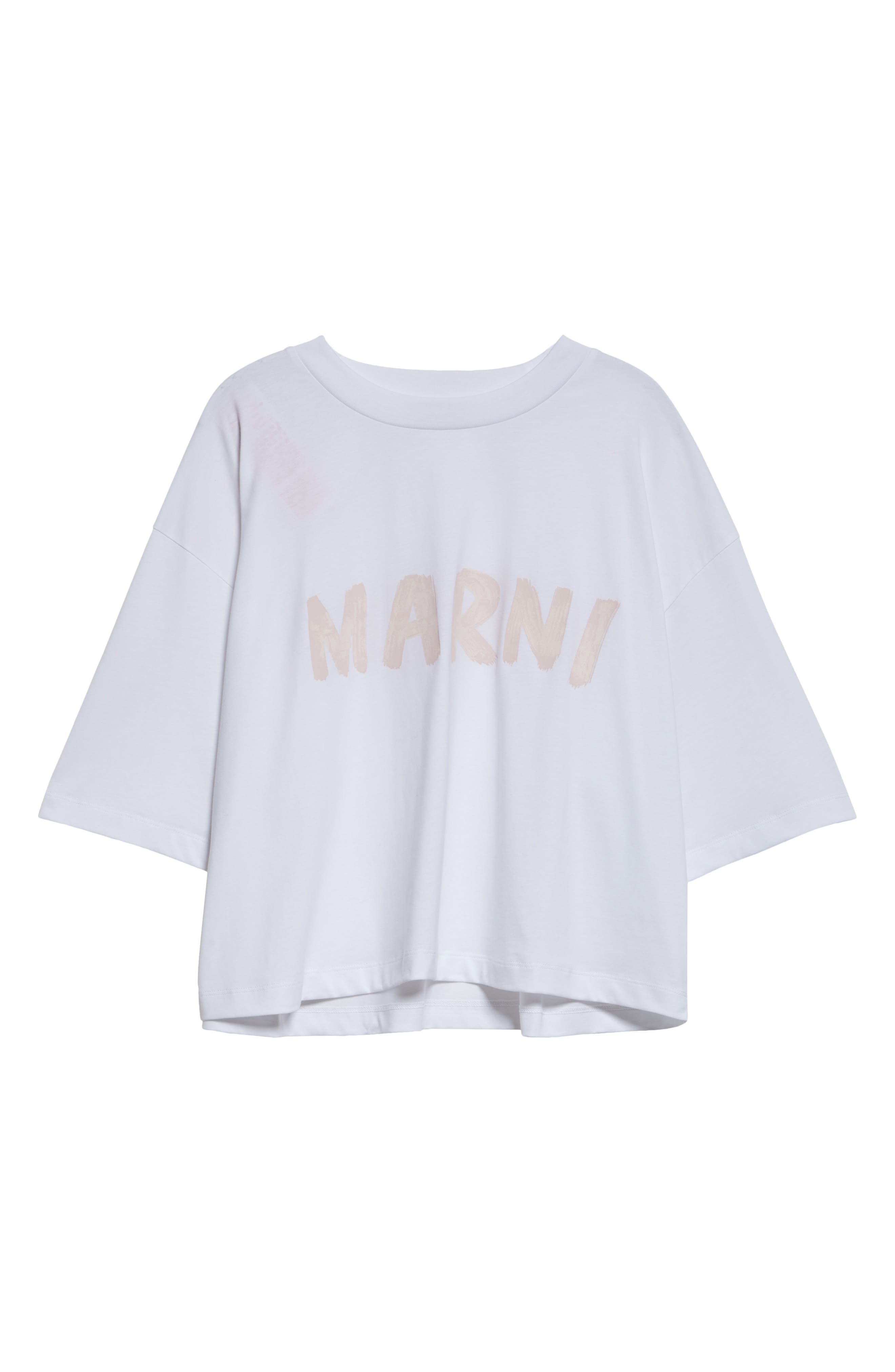 Marni Logo Crop Organic Cotton Graphic T-Shirt in Lily White at Nordstrom - 5