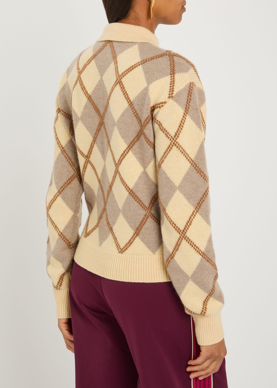 Guest In Residence Collegiate Argyle Wool-blend Polo Jumper - 3