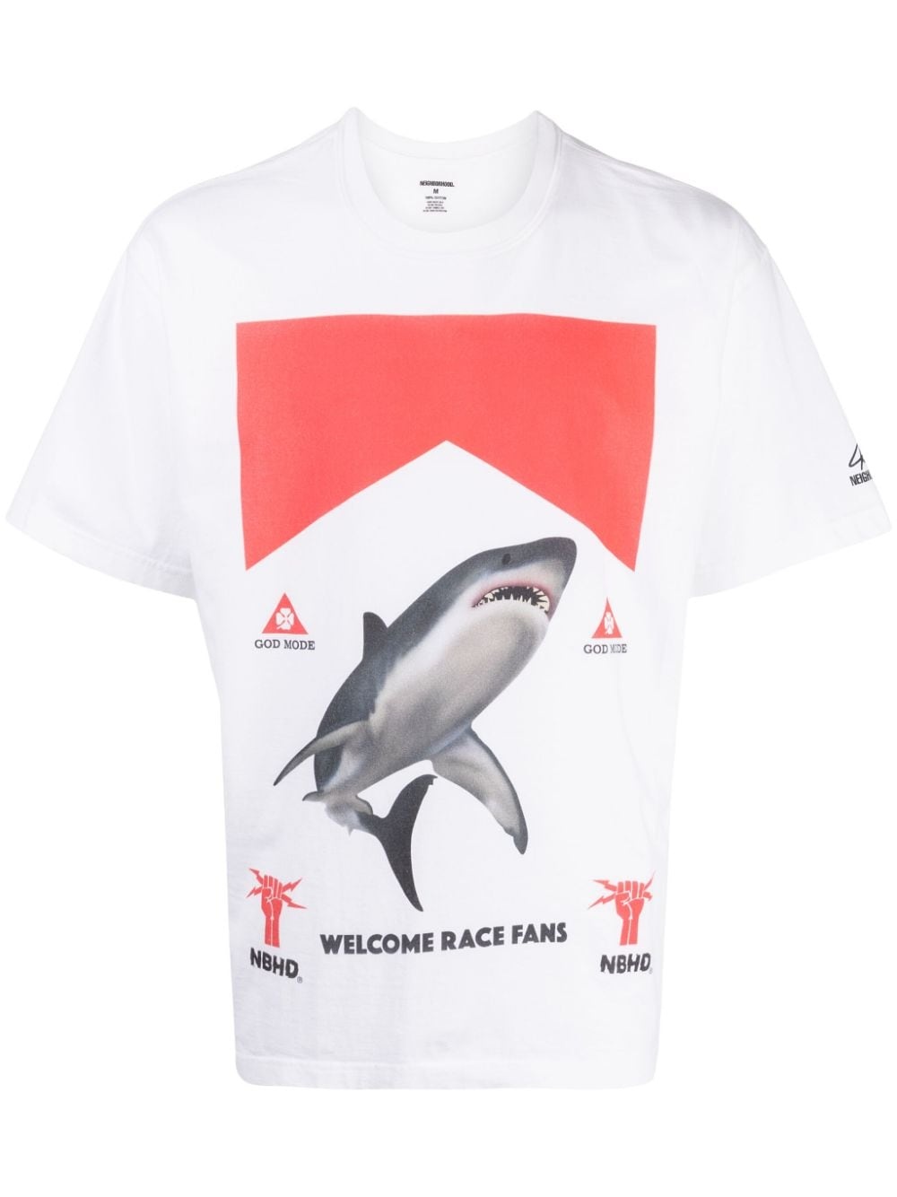 x DSC shark-print cotton T-shirt - 1