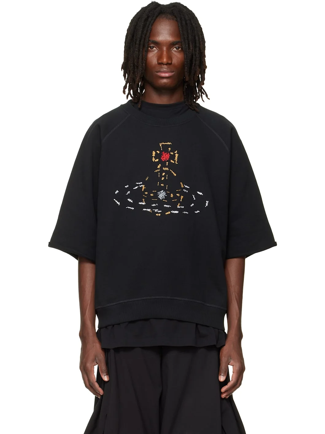 Black Short Sleeve Raglan Sweatshirt - 1