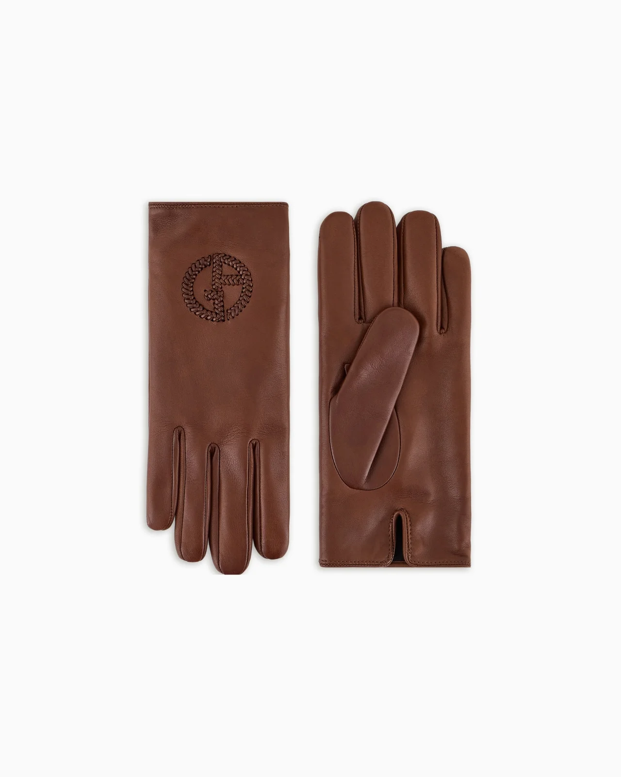 Nappa leather gloves with embroidered logo - 1