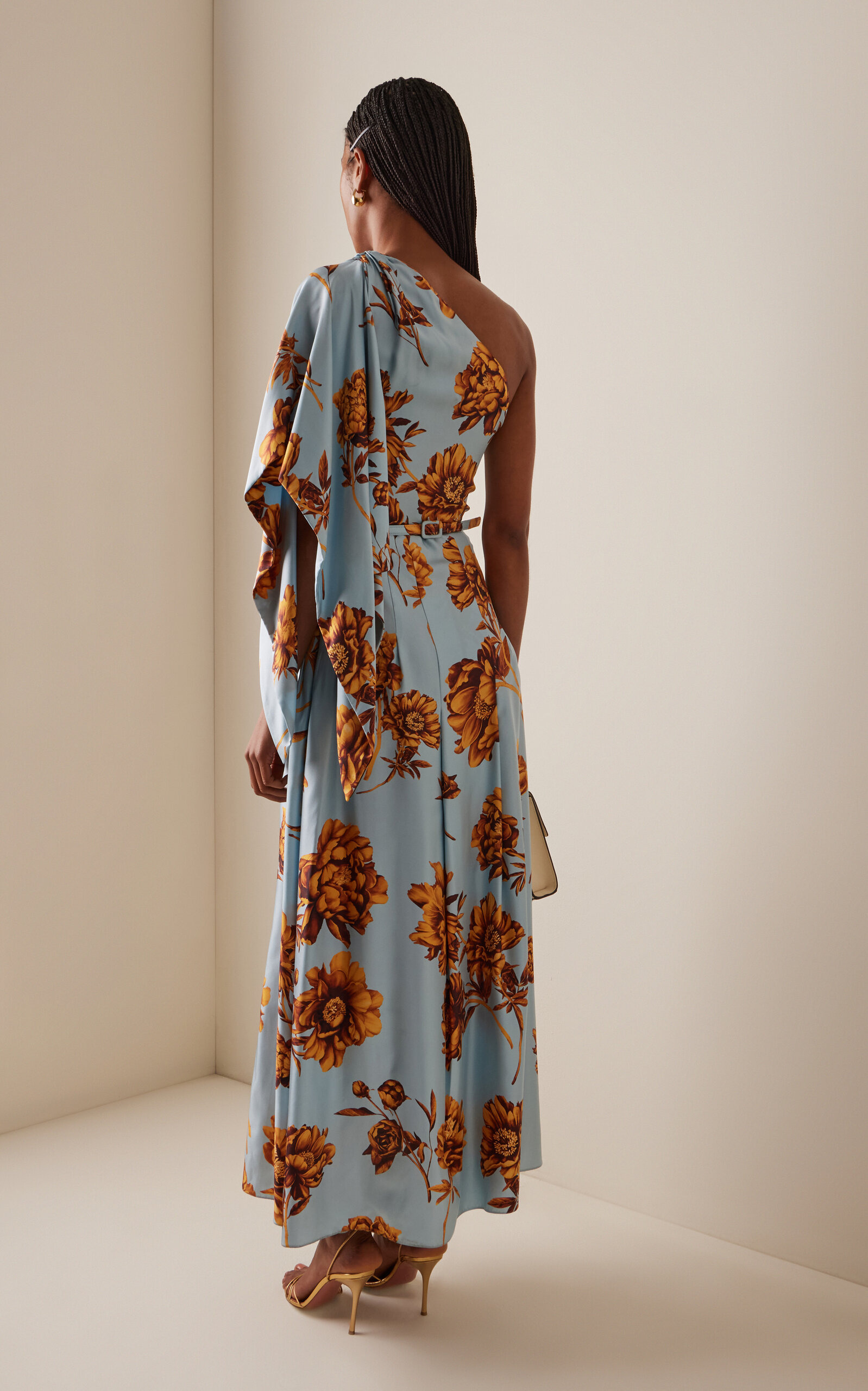 Asymmetric Printed Silk Maxi Dress multi - 4