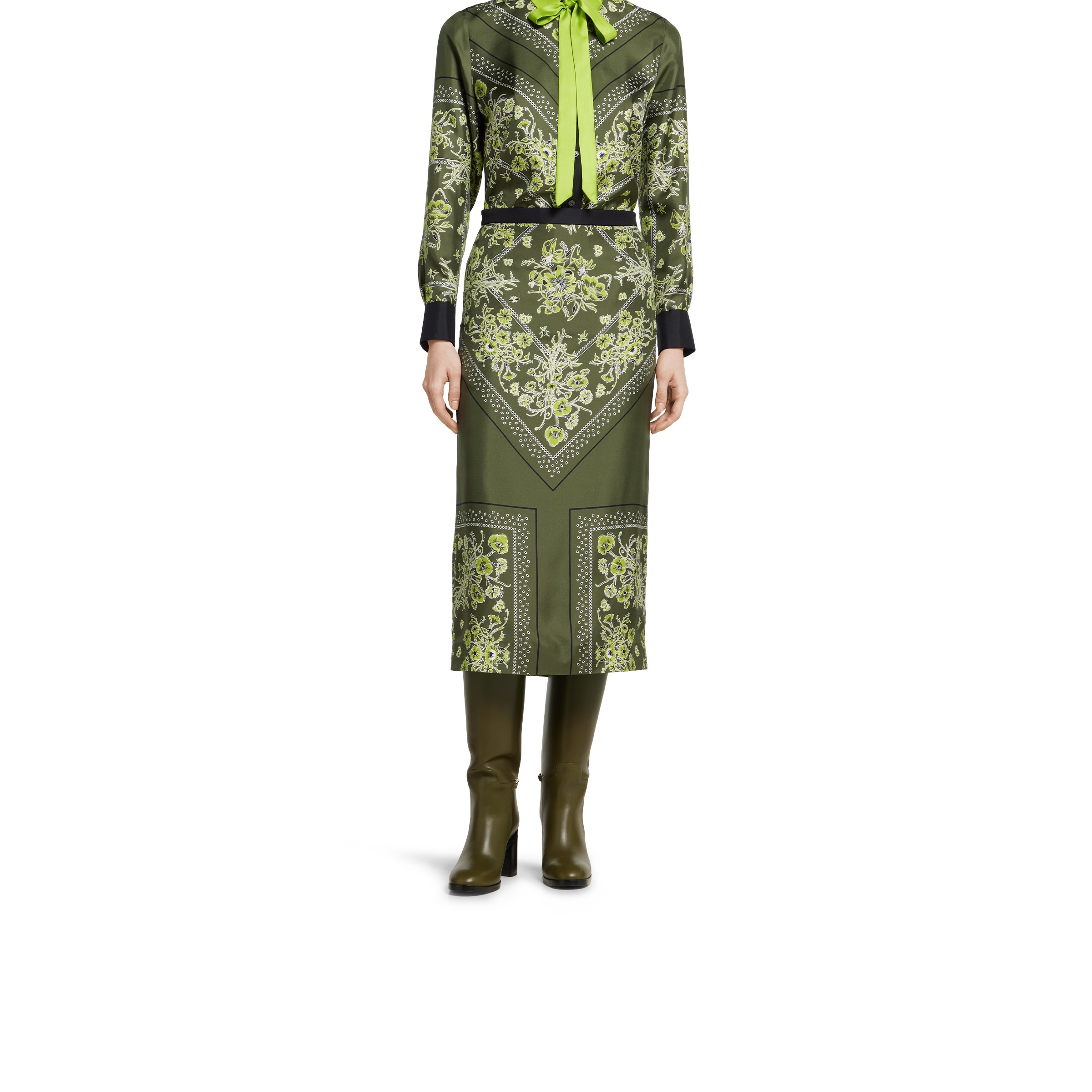 Printed silk twill skirt - 3