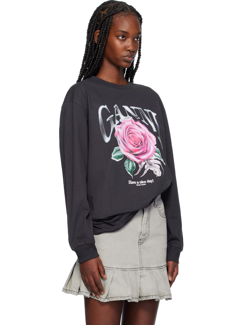 Black Basic Jersey Rose Relaxed T-shirt 2