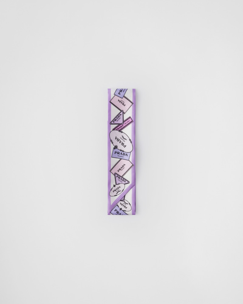 Printed silk twill skinny scarf 1