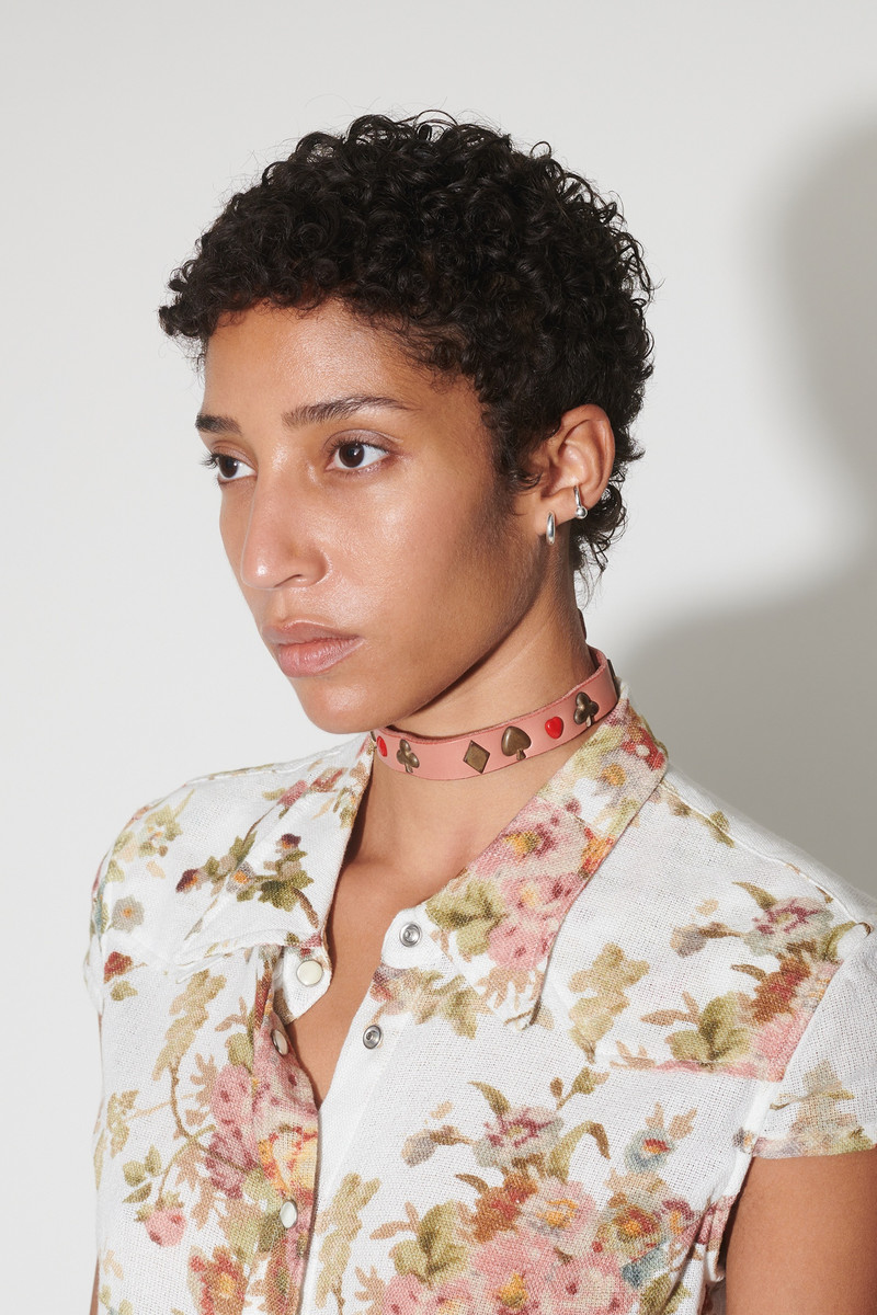 2 cm Card Deck Choker Tasty Pink Leather 5