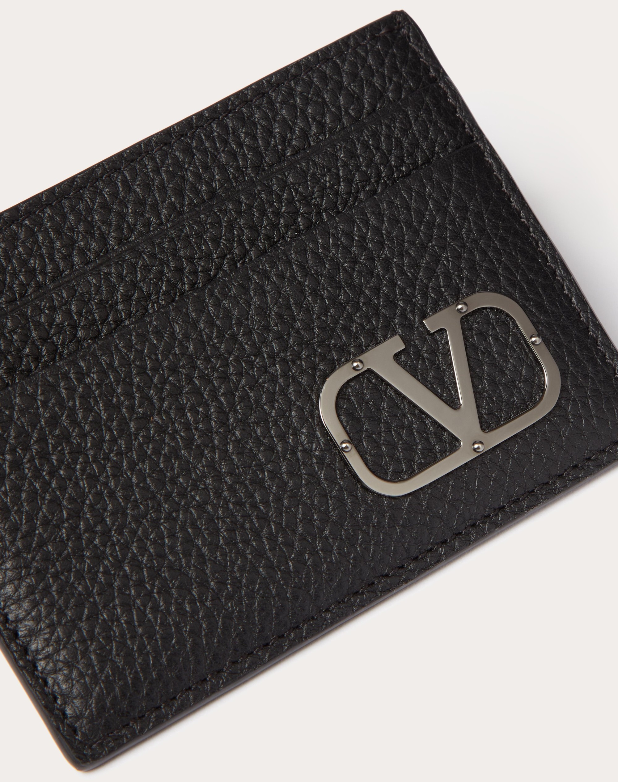 VLOGO TYPE CARD HOLDER IN GRAINY CALFSKIN - 2
