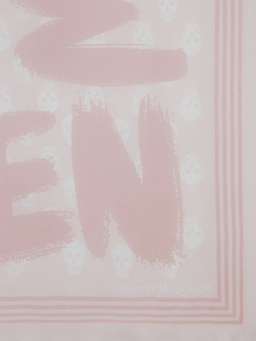 Mcqueen Graffiti Biker Skull Scarf in Rose Pink - 3