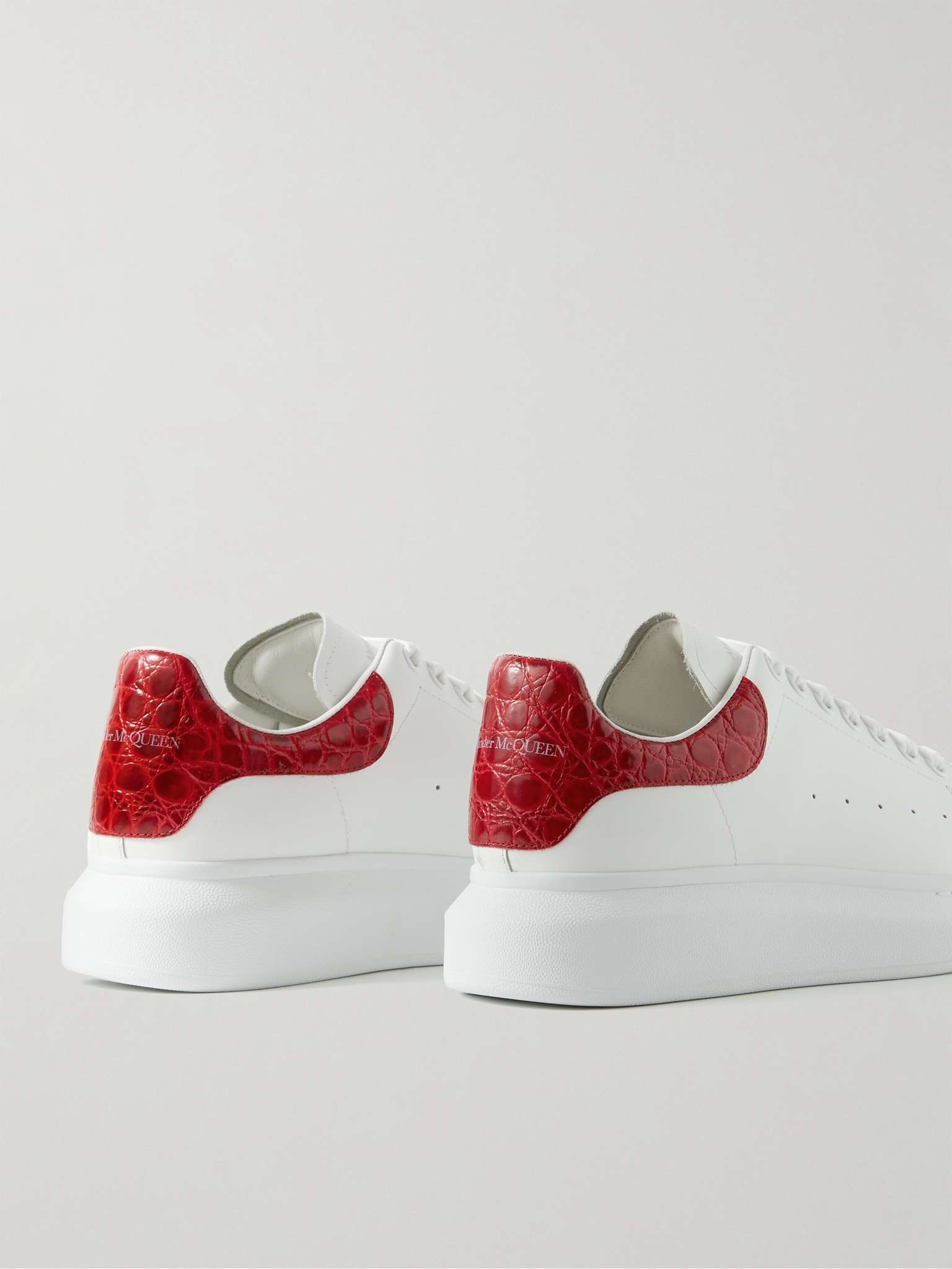 Exaggerated-Sole Croc-Effect Trimmed Leather Sneakers - 3