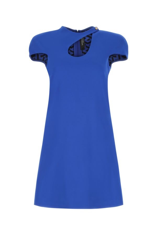 Electric blue stretch crepe mini dress - 1