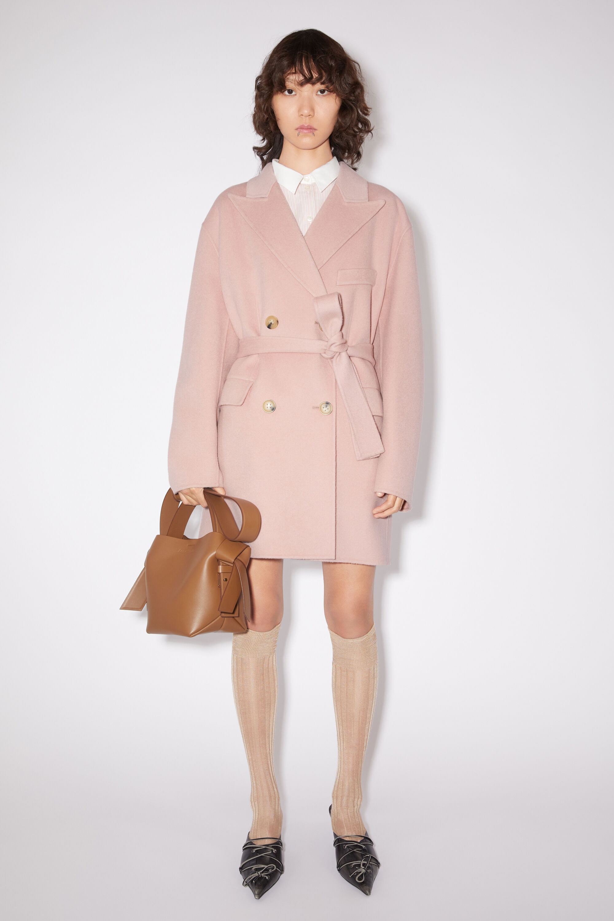 Double-breasted belted jacket - Dusty lilac - 2