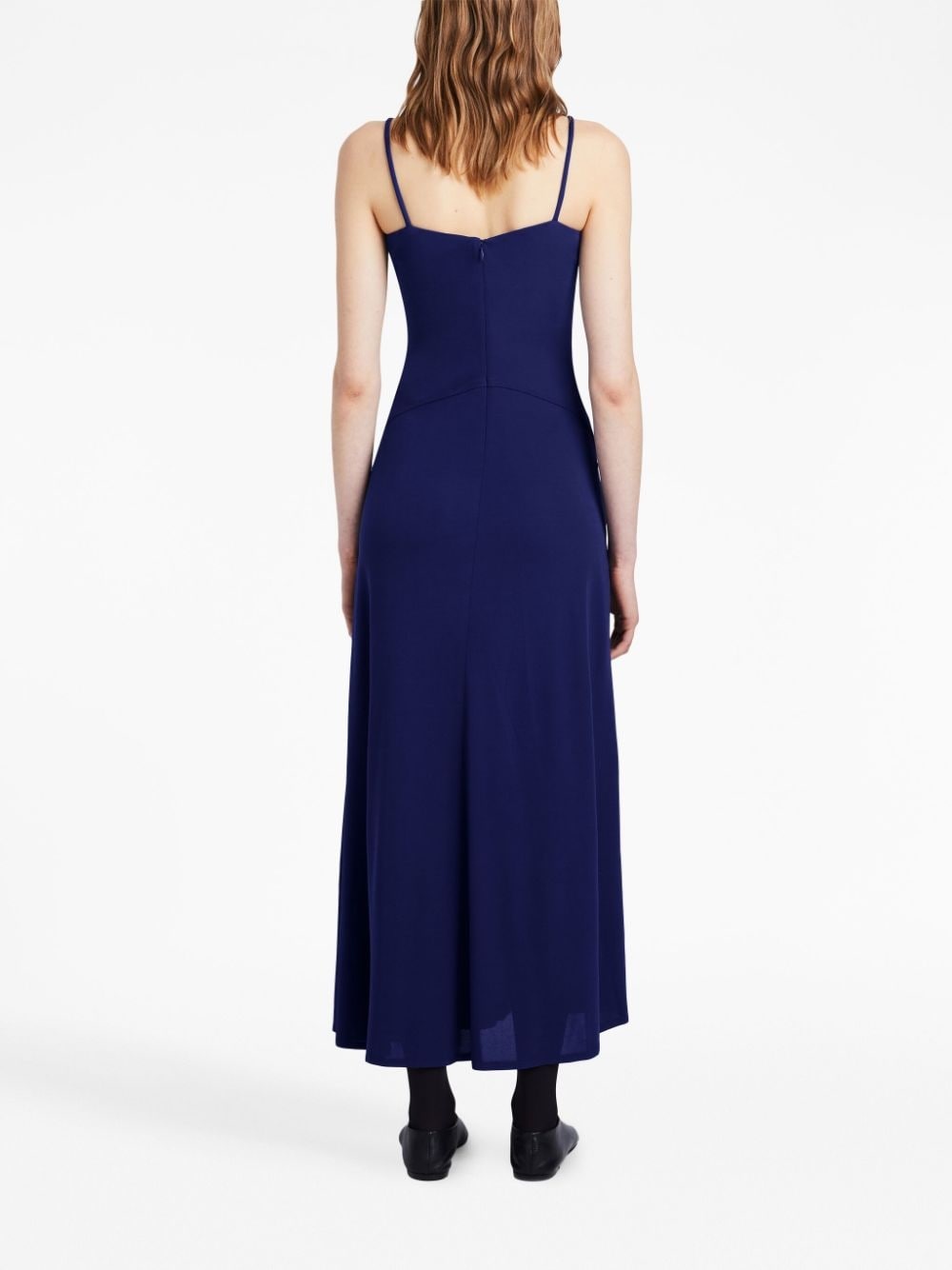 gathered-neckline sleeveless long dress - 4