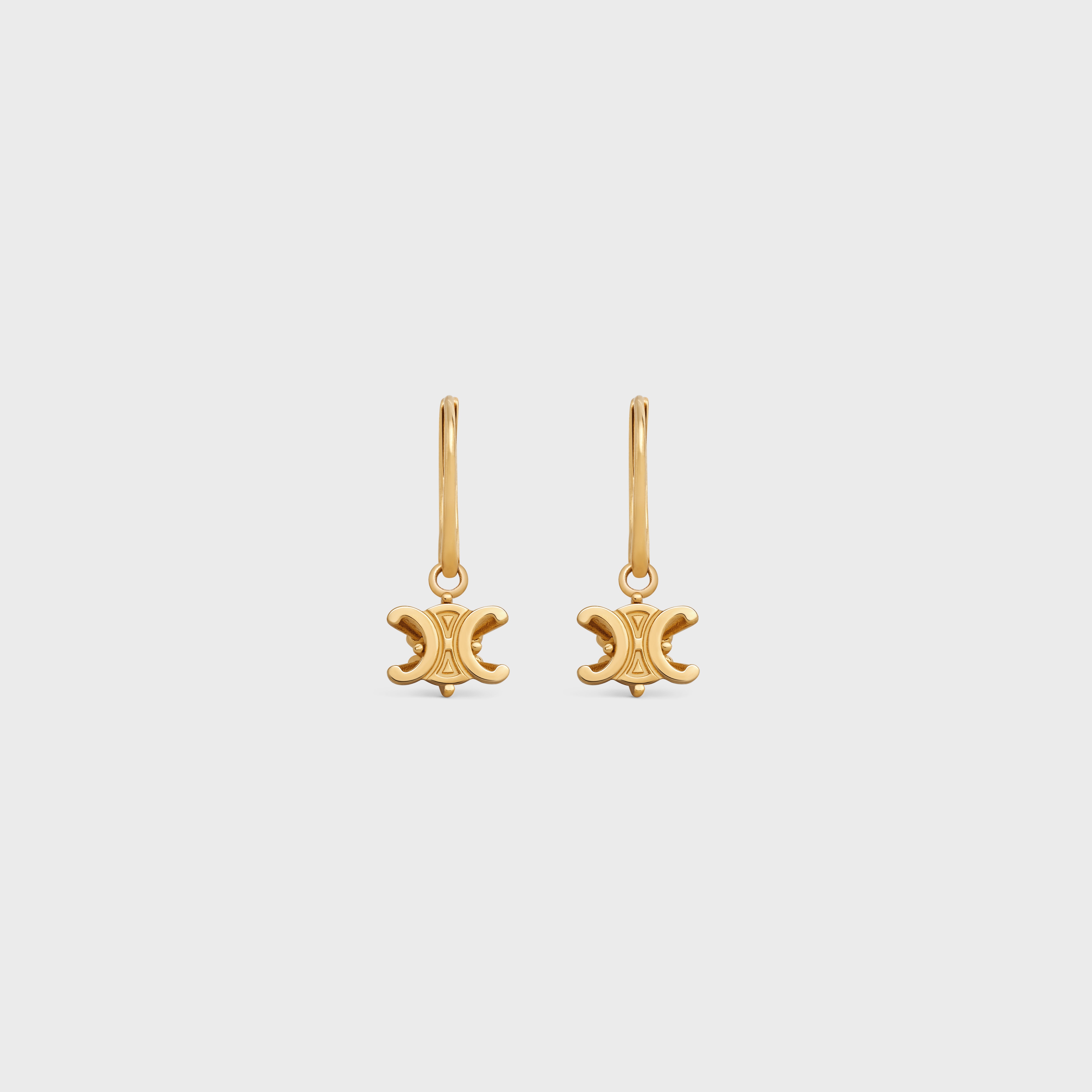 Triomphe Solitaire Earrings in Brass with Gold Finish - 1