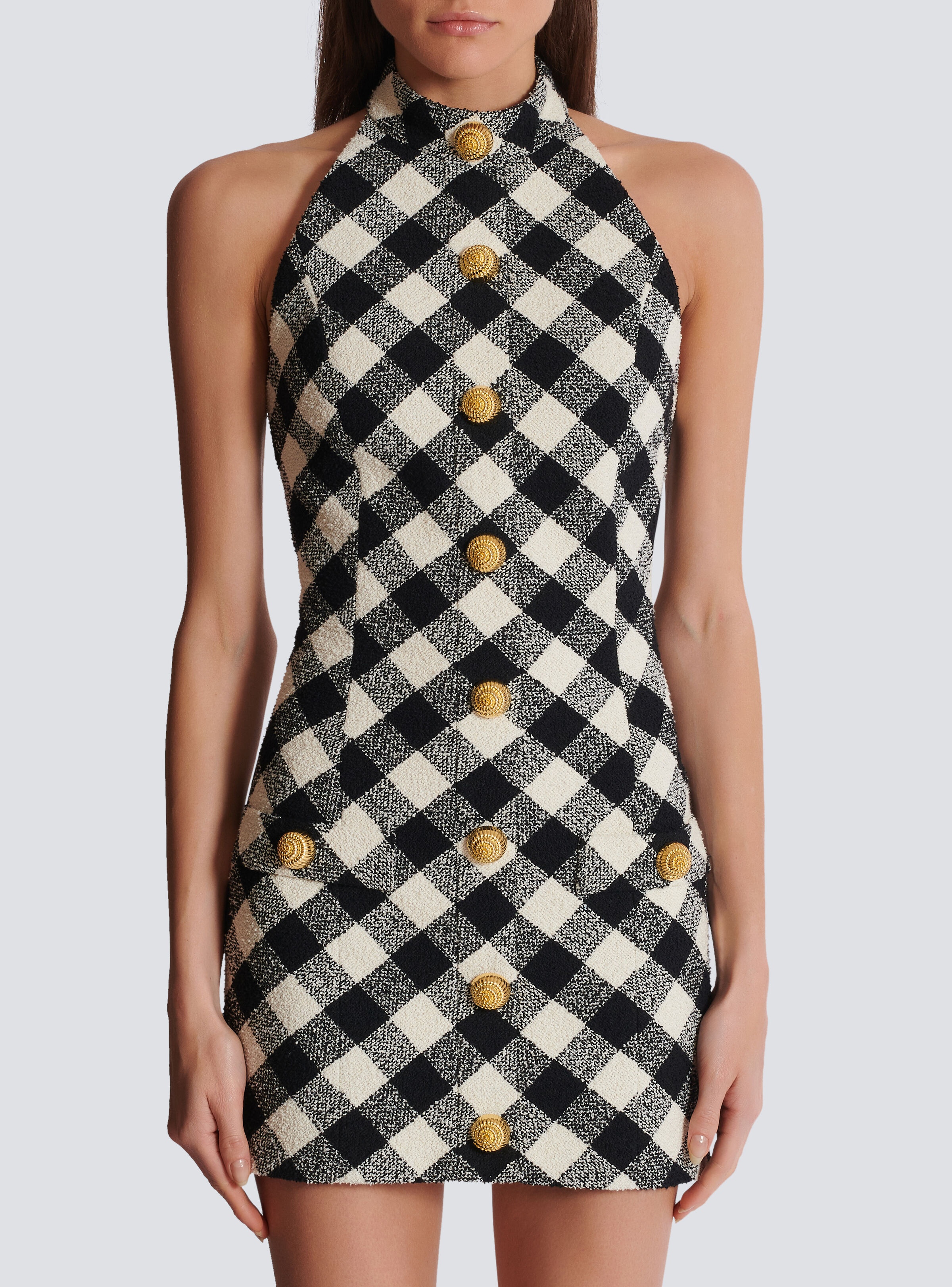 Short tweed dress with buttons - 5