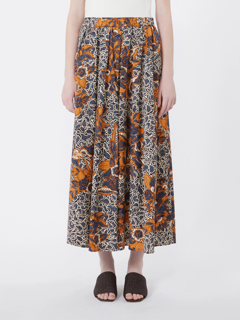 UOMO Printed poplin pleated skirt - NAVY 3